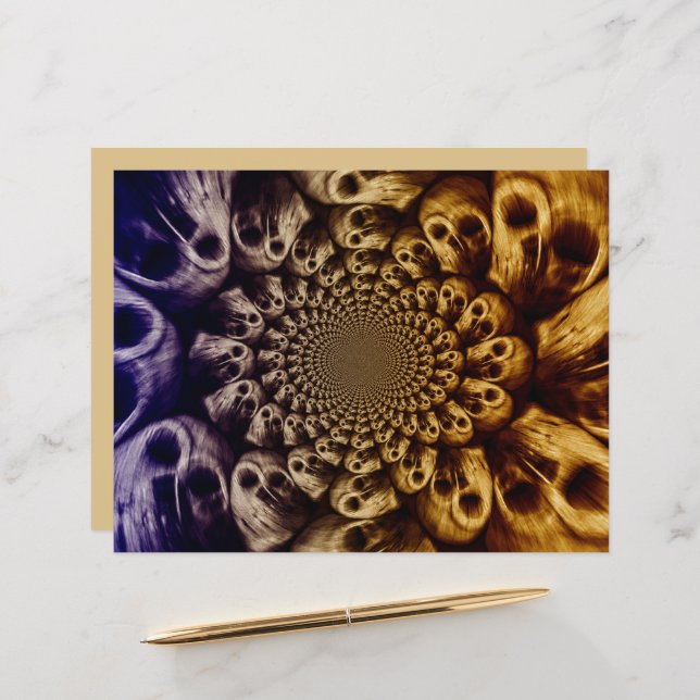 Crânes éffrayants violet noir Abstrait Pop Art (Devant/Arrière en situation)