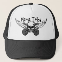 Crânes et casquette "maman Tried " de guitares