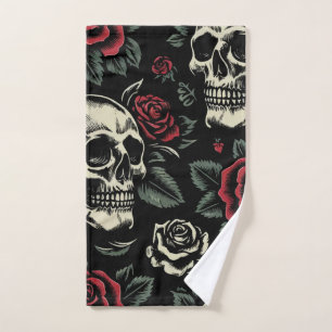Crânes et roses rouges florale gothique