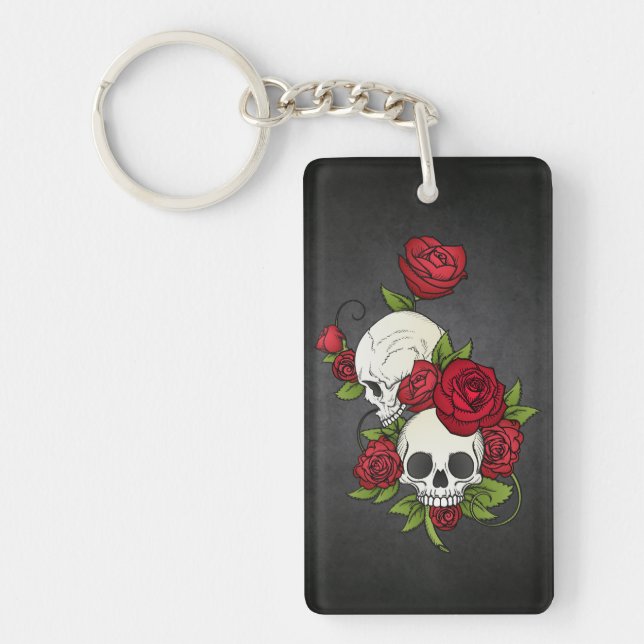 Crânes florales Dia de los Muertos | Porte-clé (Devant)