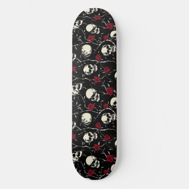 Crânes gothiques et skateboard Rose (Recto)
