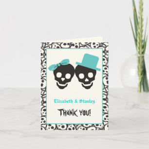 Crânes Halloween turquoise mariage Merci