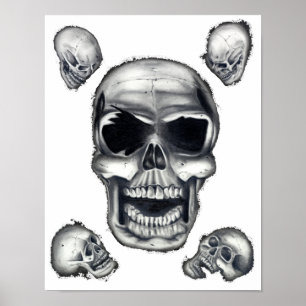 Crânes humains Poster blanc Art