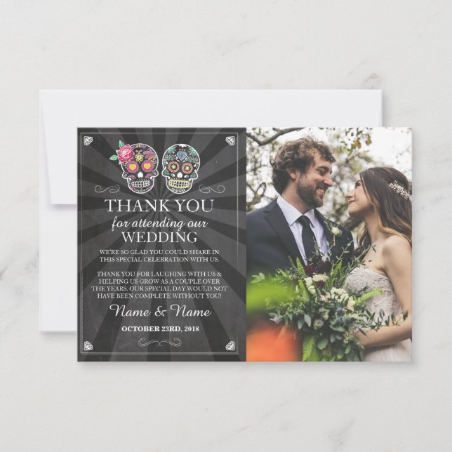 Crânes Merci Carte photo Gothique Halloween (Devant)