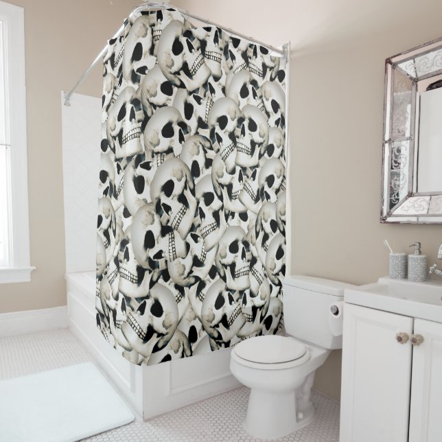 Crânes Motif rideau de douche (En situation)
