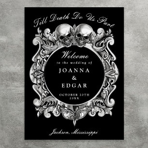 Crânes noirs et blancs Affiche de bienvenue Mariag