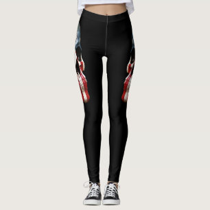 Crânes rouges blancs et bleus sur des leggings noi