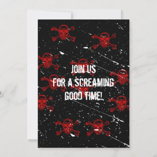 Crânes rouges Goth Halloween Invitation