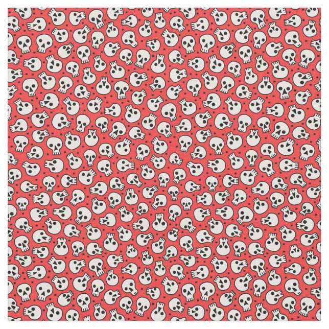 Crânes sur le tissu de coton peigné par rouge (Fermer)