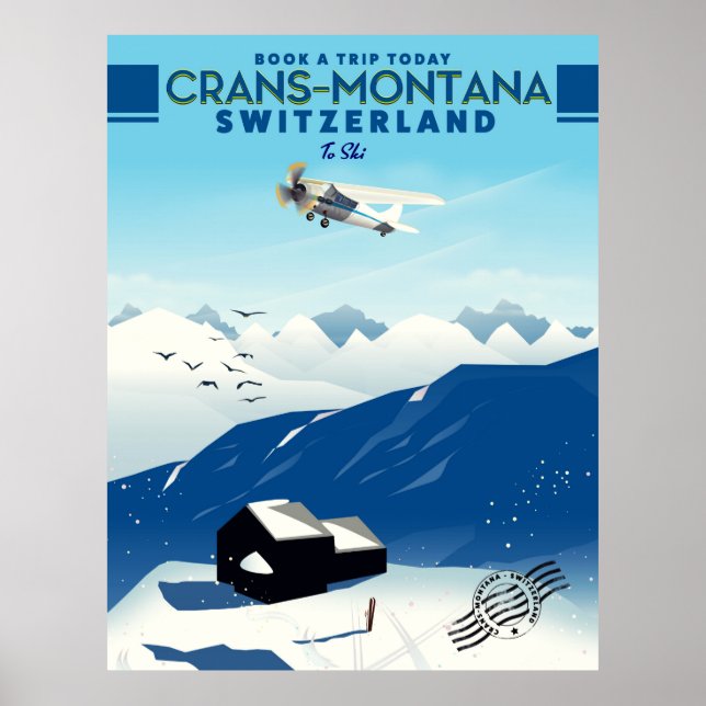 crans-montana Suisse affiche ski (Devant)