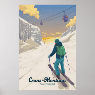 Crans Montana Suisse Station de Ski Affiche de Voy