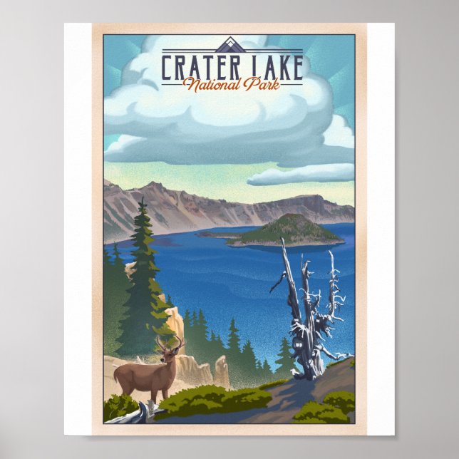 Crater Lake National Park Litho Poster d'artisanat (Devant)