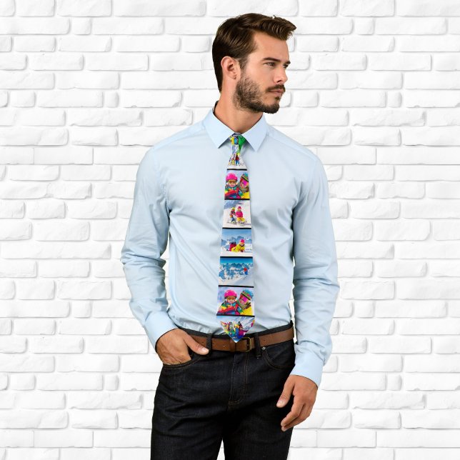 Cravate 10 Bandes de Collage de Photos (Ten 10 Photo Collage Stripes Neck Tie)