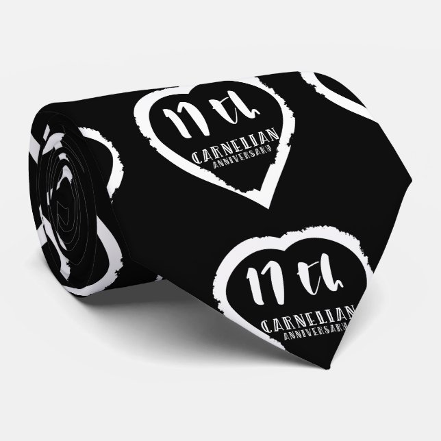 Cravate 17e anniversaire Mariage carnélien traditionnel (Roulé)