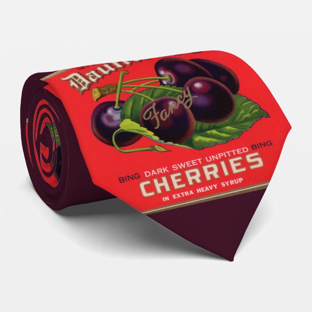 Cravate 1930 Cerises intimidantes en sérigraphie de sirop  (Roulé)