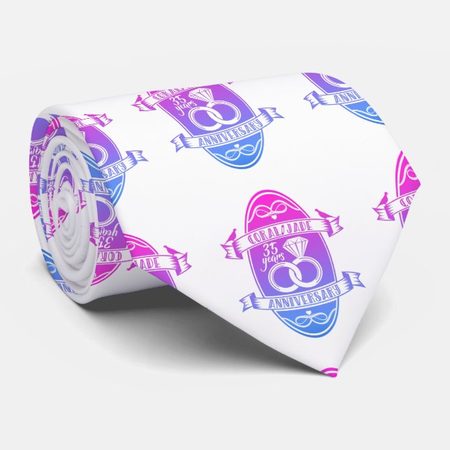 Cravate 35 ans corail traditionnel Jade 235e anniversaire (Roulé)