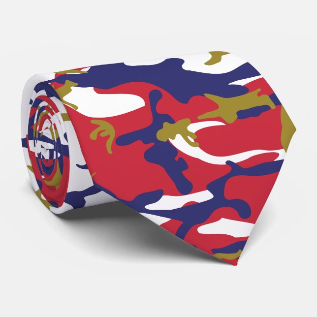 Cravate 4 juillet, Jour de l'Indépendance, Or camouflage (Roulé)