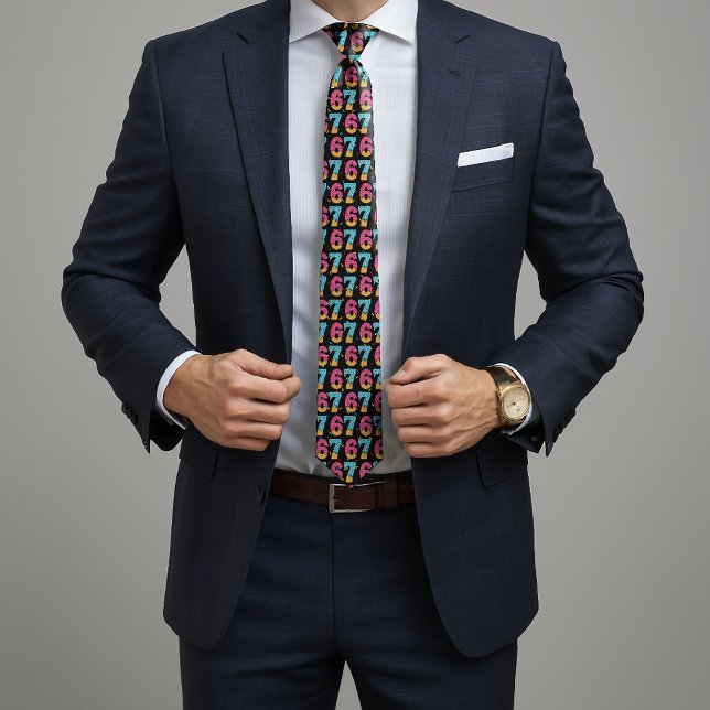 Cravate 67 Drôle Mème Crème de glace Six sept Gen Alpha (Créateur téléchargé)