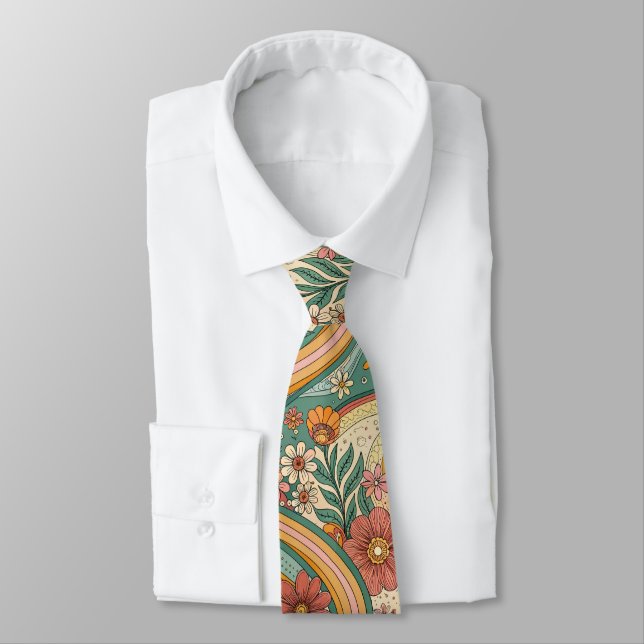 Cravate 70s Brown Floral Custom Tie – Elegant Fashion (Attaché)