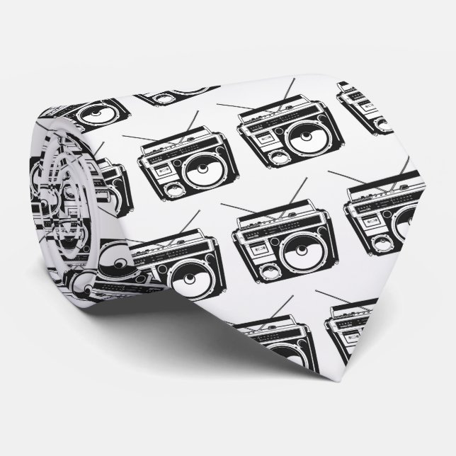 Cravate 80s Boombox Pattern Retro (Roulé)
