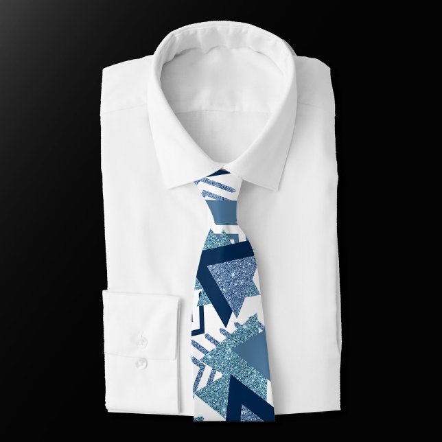 Cravate 80s Luxe Abstrait | Turquoise et bleu marine (Créateur téléchargé)
