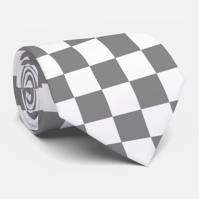 cravate à chèque blanc gris mignon (Roulé)