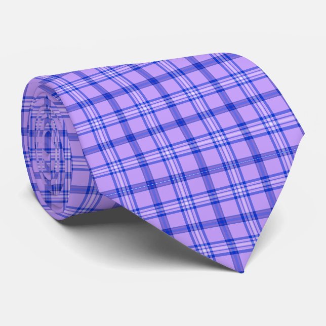 Cravate à col classique à carreaux bleu violet (Roulé)