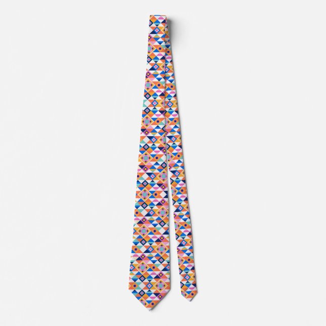 Cravate A colorful necktie with a vibrant geometric  (Devant)
