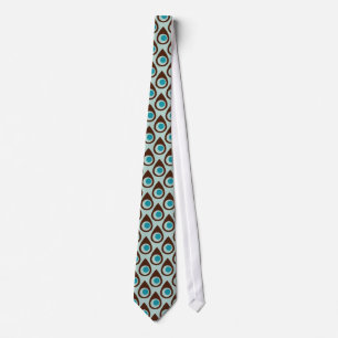 Cravate à cravate à motifs Retro Blue Brown Teardr