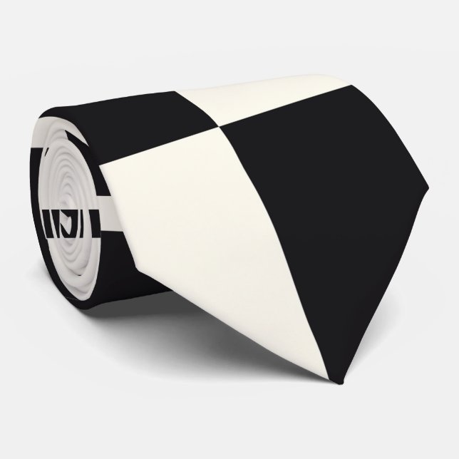 Cravate à damiers beauté noir et blanc (Roulé)