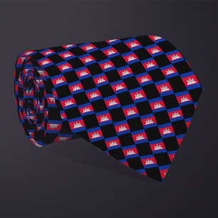 Cravate à damiers Motif du drapeau cambodgien