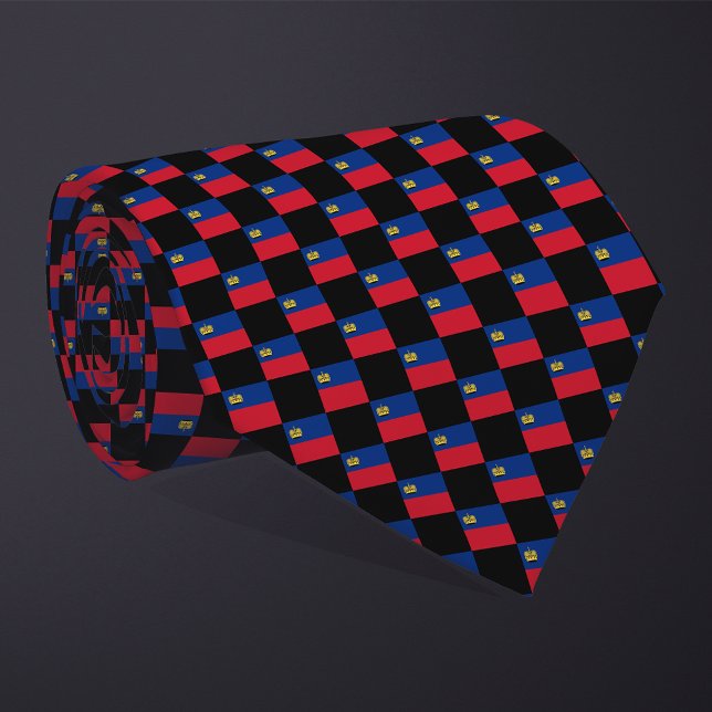 Cravate à damiers Motif du drapeau du Liechtenstein (Créateur téléchargé)