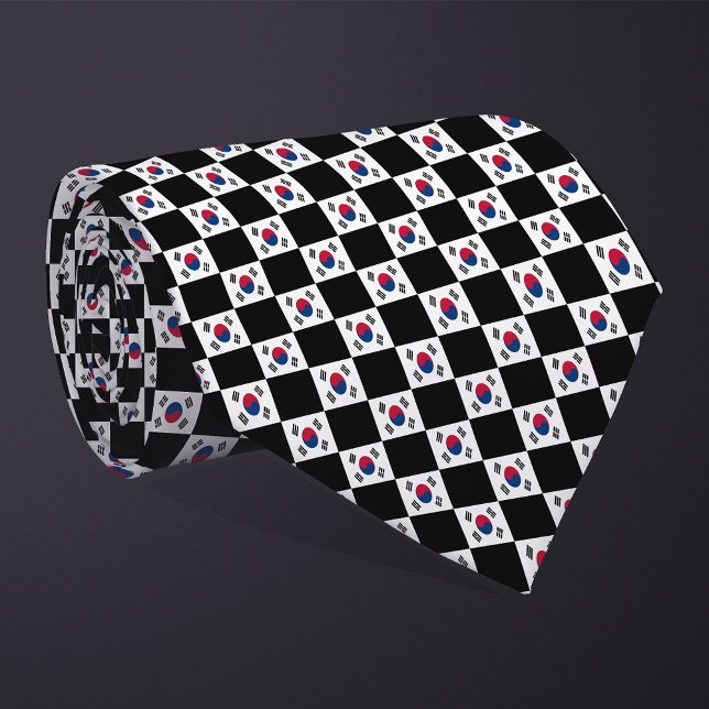 Cravate à damiers Motif du drapeau sud-coréen (Créateur téléchargé)