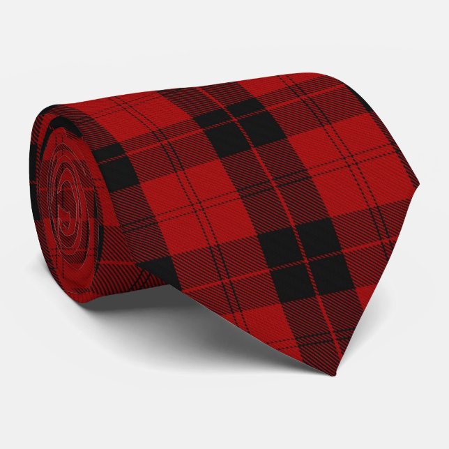 Cravate à damiers Noël Rouge Buffalo Plaid (Roulé)