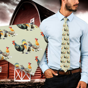 Cravate à motif de poulets de ferme