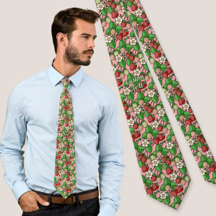 Cravate à motif de vigne de fraise