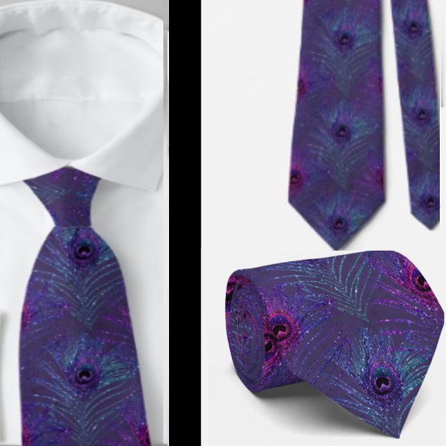 Cravate à plumes de paon violet bleu (Créateur téléchargé)