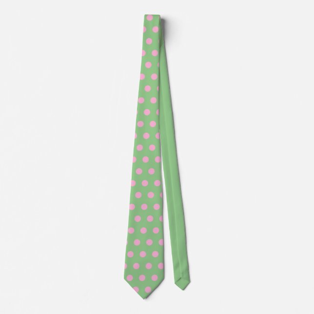 Cravate à points Polka (Sage Green & Pastel Pink) (Devant)
