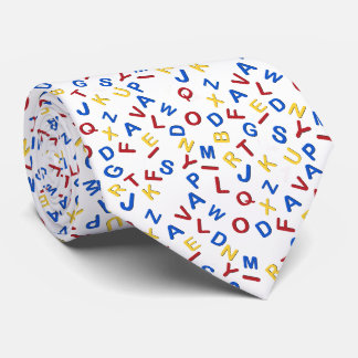 Cravate ABC Alphabet rouge jaune bleu