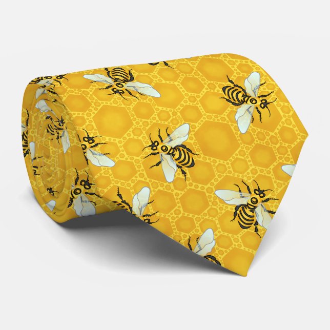 Cravate Abeilles de miel Abeille de miel Abeille Motif Ins (Roulé)