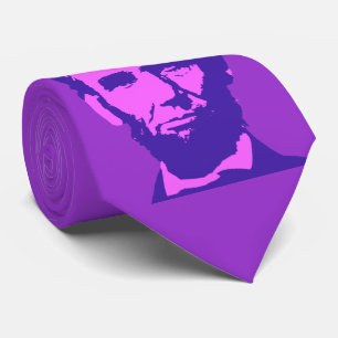 Cravate Abraham Lincoln en rose et violet Pop Art
