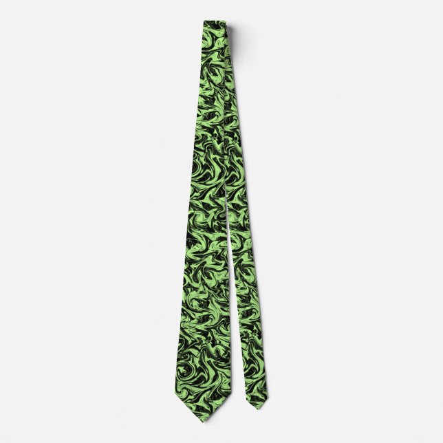 Cravate Abstract Black & Green Swirl (Devant)