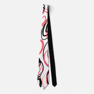 Cravate Abstract de Black White Red Swirls