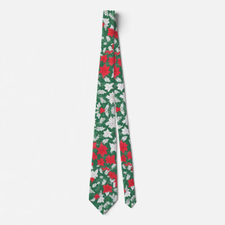 Cravate Abstract design of poinsettia and Christmas roses