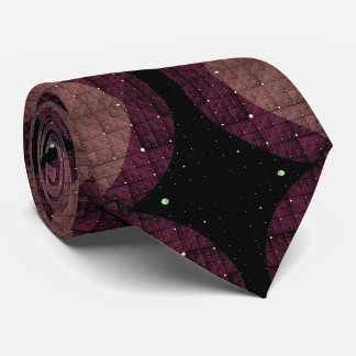Cravate Abstract Modern Geometric Black Purple Fractal Art