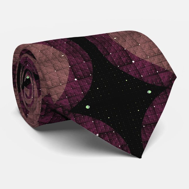 Cravate Abstract Modern Geometric Black Purple Fractal Art (Roulé)