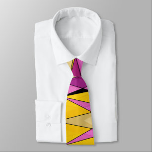 Cravate Abstract modern geometric shapes triangles pink ye