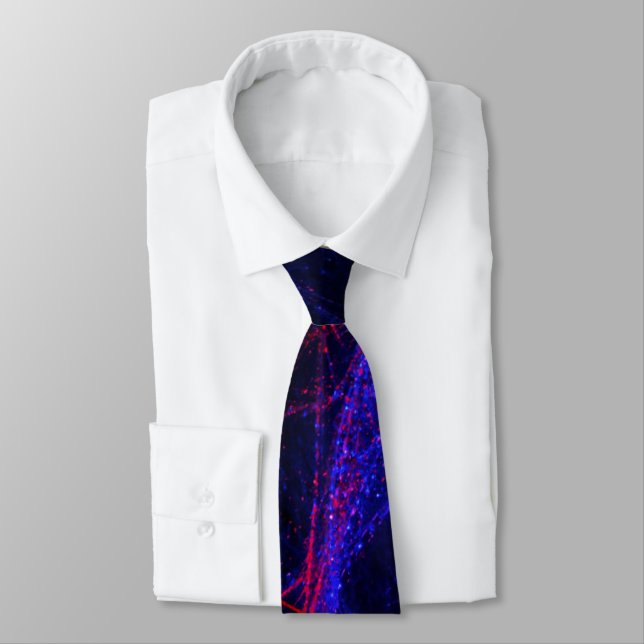 Cravate Abstract Paint Splashes Red Blue on Black Neck Tie (Attaché)
