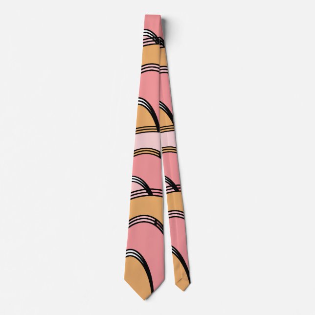 Cravate Abstract Pink Orange Hand Drawn Pattern (Devant)