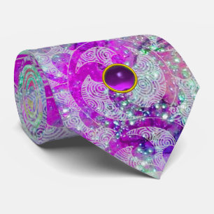 CRAVATE ABSTRACT TEAL BLUE, PINK WAVES, SPARKLES, PURPLE G